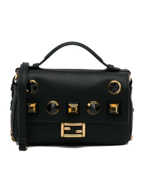 Fendi Black Studded Micro Baguette
