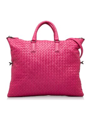 Bottega Veneta Bright Pink Maxi Intrecciato Convertible Tote