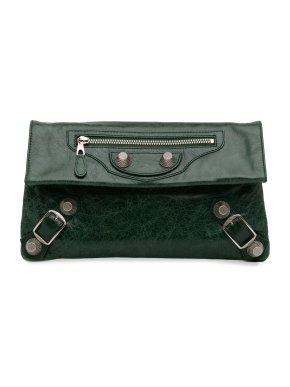 Balenciaga Green Motocross Giant 21 Envelope Clutch Bag