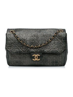 Chanel Black Embossed LeatherJumbo Single Flap Bag