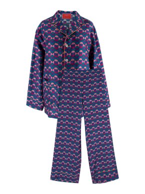 La Double J x Bvlgari Purple Patterned Silk Pyjama Set
