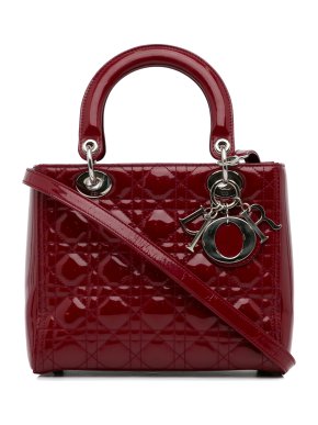Dior Red Patent Leather Medium Lady Dior