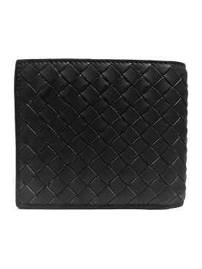 Bottega Veneta Black Intrecciato Leather Bi-fold Wallet