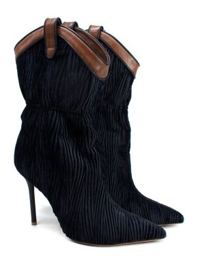 Malone Souliers Navy Daisy Velvet Ankle Boots