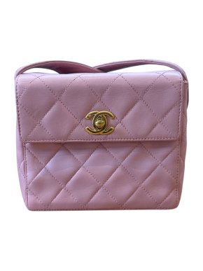 Chanel Vintage Pink Lambskin Messenger Shoulder Bag