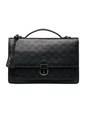 Gucci Black Leather Guccissima Briefcase