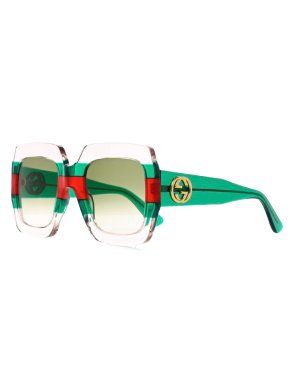 Gucci Green & Red Square Web Frame Sunglasses