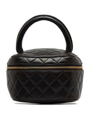 Chanel Vintage Black Lambskin Vanity Bag