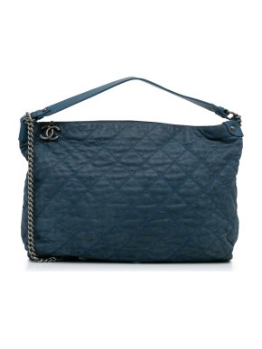 Chanel Blue French Riviera Hobo Bag with Ruthenium Hardware