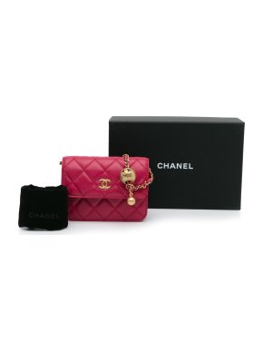 Chanel Pink Min Pearl Crush Lambskin Wallet on Chain