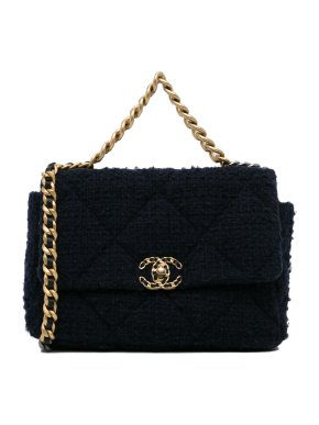 Chanel Navy Large Tweed 19 Flap Bag