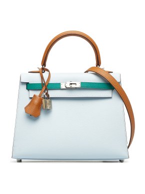 Hermes Kelly 25 Sellier in  Tri Color Epsom Leather with Palladium Hardware