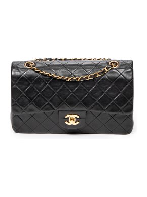 Chanel Vintage Medium Classic Lambskin Double Flap Bag with 24k Gold Hardware