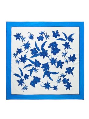 Loro Piana Blue and White Floral Silk Scarf