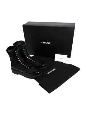 Chanel Black Nylon Combat Boots