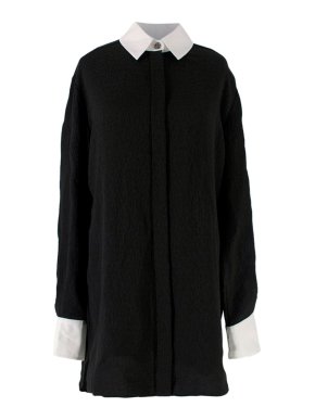 Chanel Black Logo-print Collared Blouse