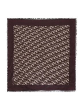 Dior Burgundy and Black Monogram Silk Scarf