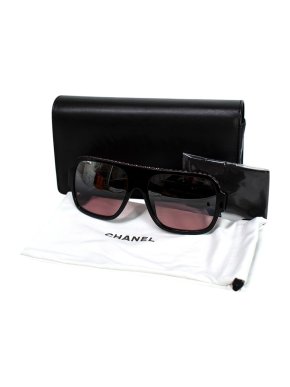 Chanel Black Pink Crystal Embellished Sunglasses