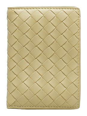 Bottega Veneta Beige Intrecciato Leather Card Holder