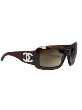 Chanel Brown Square Frame Sunglasses with Mother of Pearl CC