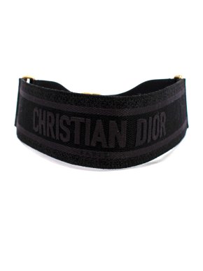 Dior Black Canvas Logo Embroidered Belt