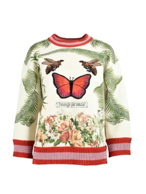 Gucci Cream Butterfly Embroidered Sweatshirt
