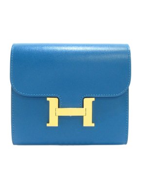 Hermes Blue Swift Constance Compact Wallet