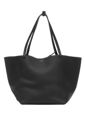 Black Leather Park Tote Three
