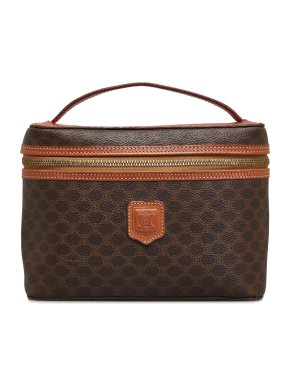 Celine Vintage Brown Macadam Vanity Case