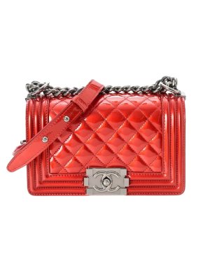 Chanel Small Metallic Patent Calfskin Quilted Boy