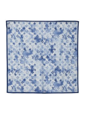 Louis Vuitton Blue Watercolour Monogram Silk Blend Scarf