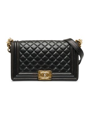 Chanel Black Lambskin Medium  Boy Flap Bag