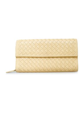 Bottega Veneta Cream Intrecciato Long Wallet