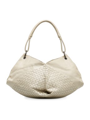 Bottega Veneta Cream Intrecciato Leather  Aquilone Fortune Cookie Hobo Bag