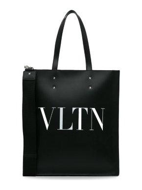 Valentino Black VLTN Leather Tote