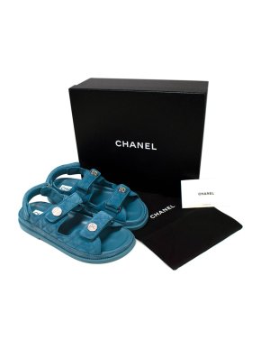 Chanel Blue Suede Dad Sandals