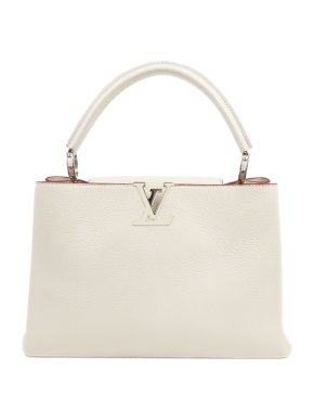 Louis Vuitton White Taurillon Capucines MM