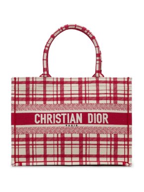 Dior Red Checked Medium Check'n'Dior Book Tote