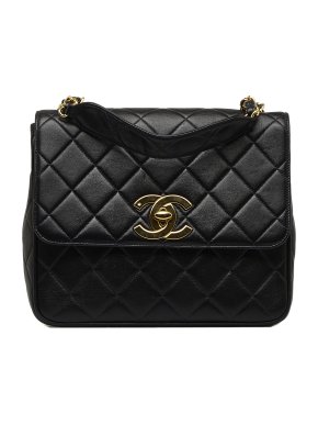 Chanel Vintage Lambskin Quilted  XL Square Single Flap Bag