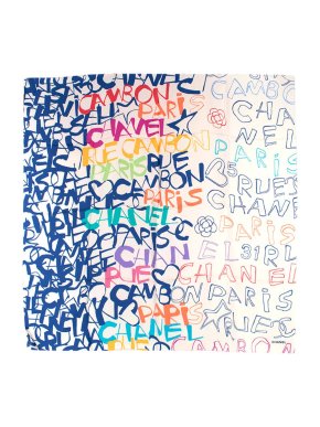 Chanel Multicoloured Graffiti Print Silk Scarf 90 x 90