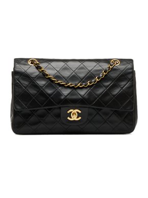 Chanel Vintage Black Lambskin Medium Double Flap Bag