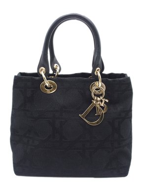 Dior Black Canvas Cannage Tote Bag
