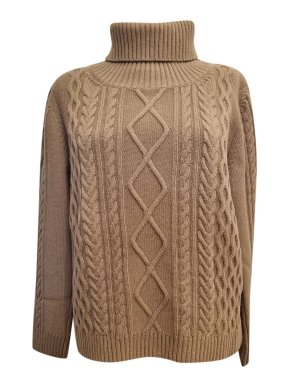 Max Mara Camel Roll Neck Wool Jumper