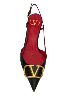 Valentino Black Vlogo Slingback Heels