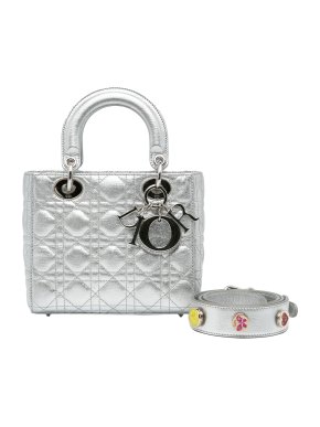 Dior Metallic Silver Small Lady Dior My ABCDior