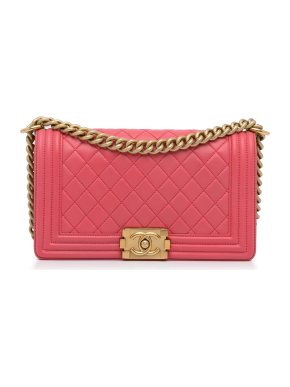 Chanel Pink Medium Lambskin Boy Flap Bag