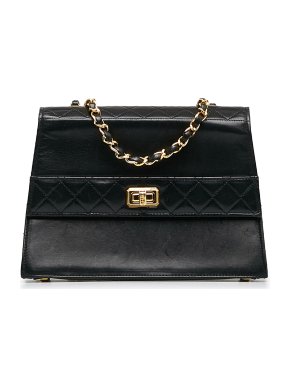 Chanel Vintage Black 2.55 Lambskin Trapezoid Flap Bag