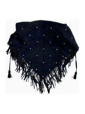 Saint Laurent Black Suede Tassel Scarf