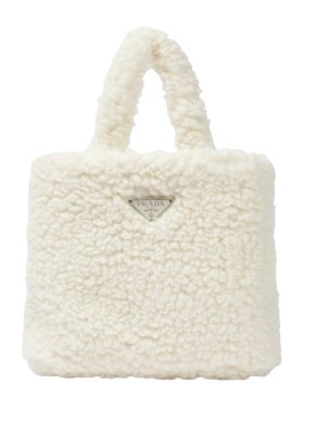 Prada White Cashmere Blend  Tote Bag