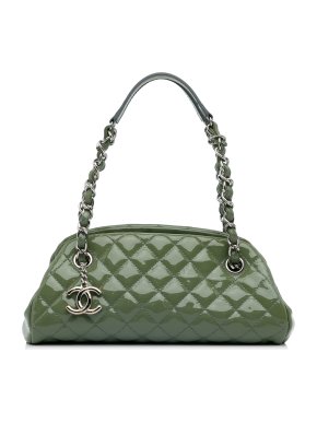 Chanel Olive Green Patent Leather Small Just Mademoiselle Shoulder Bag